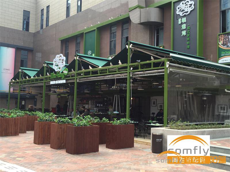 双开式电动伸缩雨篷